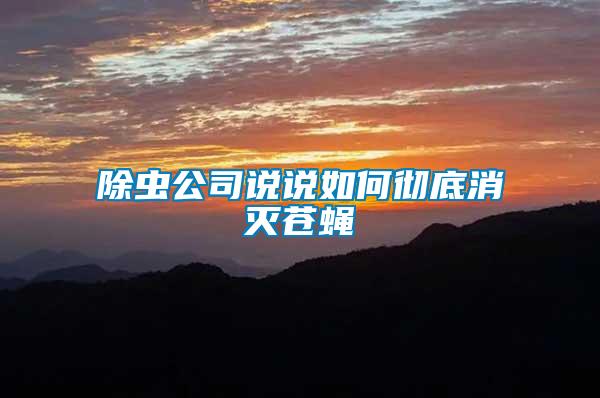除蟲公司說(shuō)說(shuō)如何徹底消滅蒼蠅