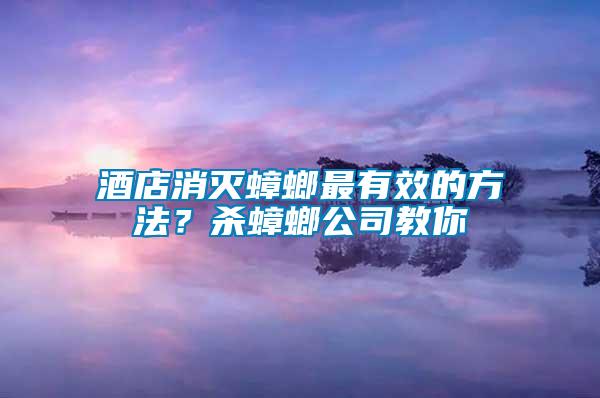 酒店消滅蟑螂最有效的方法？殺蟑螂公司教你