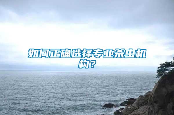 如何正確選擇專業殺蟲機構？