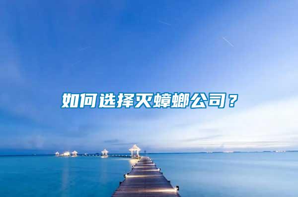 如何選擇滅蟑螂公司？